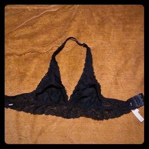 PINK black lace halter bralette NWOT